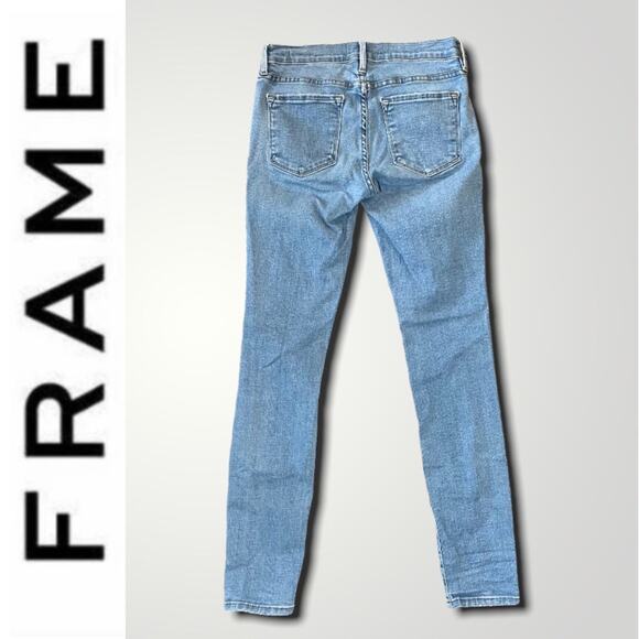 FRAME LE SKINNY DE JEANNE LIGHT WASH BOHO WESTERN DISTRESSED DENIM BLUE JEANS 26 - Picture 2 of 10